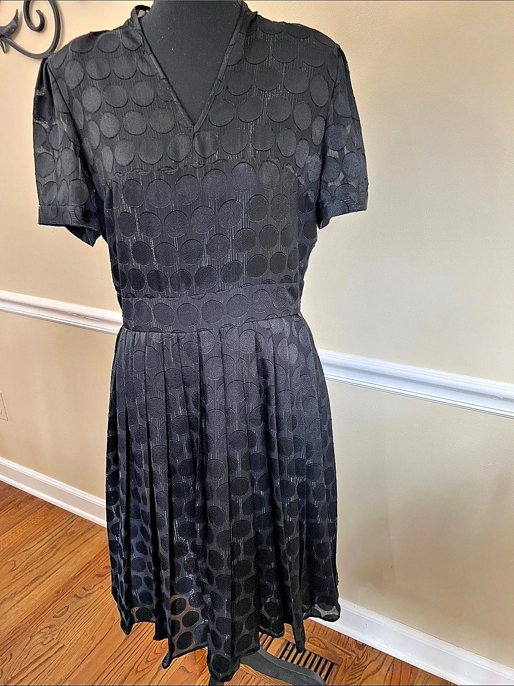Alex Marie Black Polka Dot Dress Size 10 - Picture 1 of 15